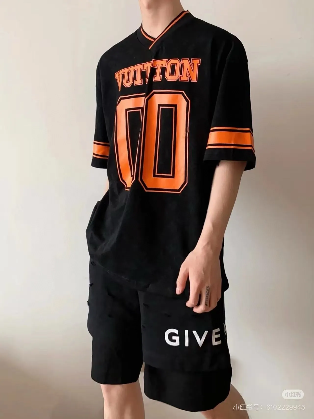 Louis Vuitton/Louis Vuitton 25ss No. 00 Orange letter print short sleeves